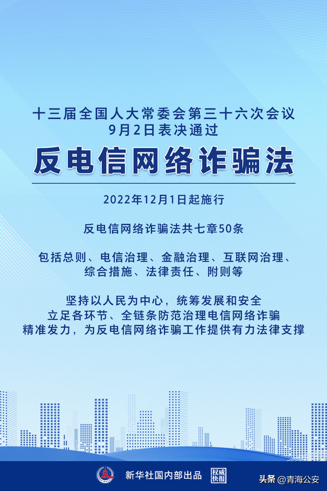 反电信网络诈骗法通过，2022年12月1日起施行