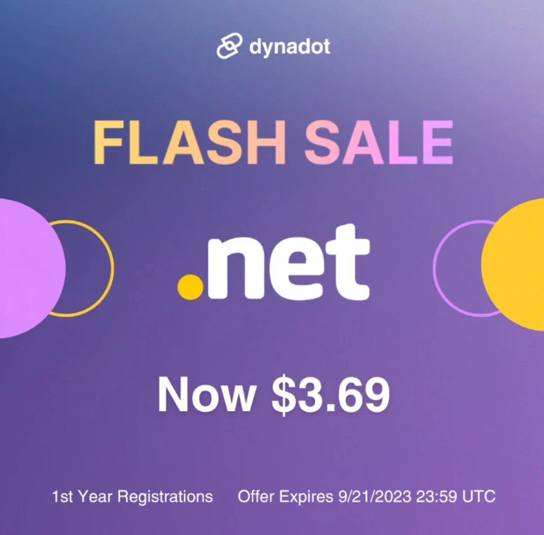 Dynadot 仅需3.69美元注册.NET域名！仅限首年注册