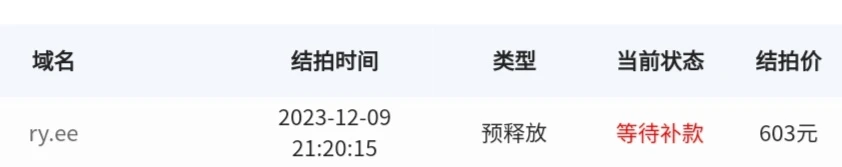 拍了ry.ee域名，不想要了，有没有想要接盘的大佬.