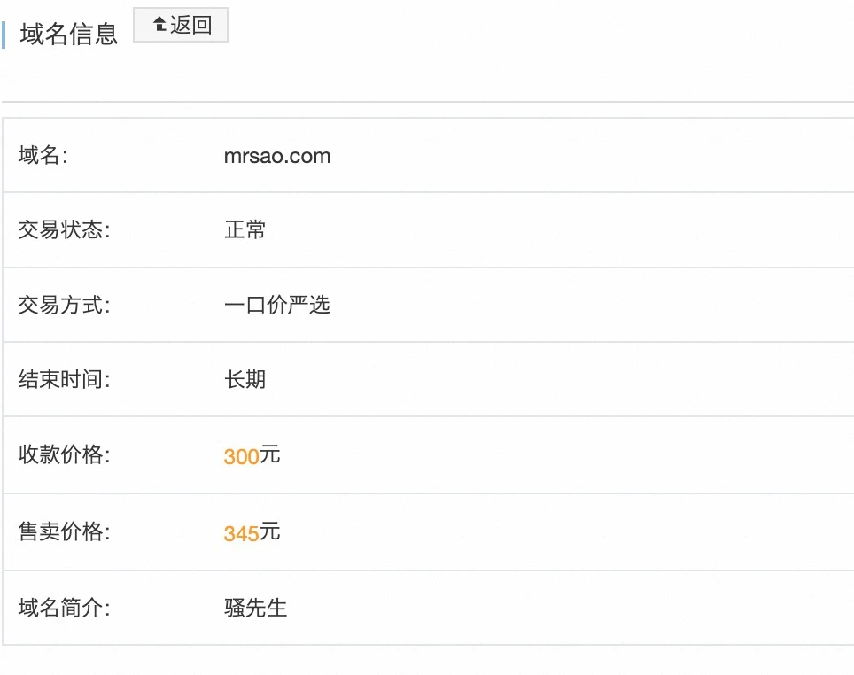 mrsao.com   快快快，看上个域名，限时特价，299。