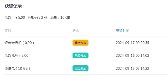 送狗云转盘结算券