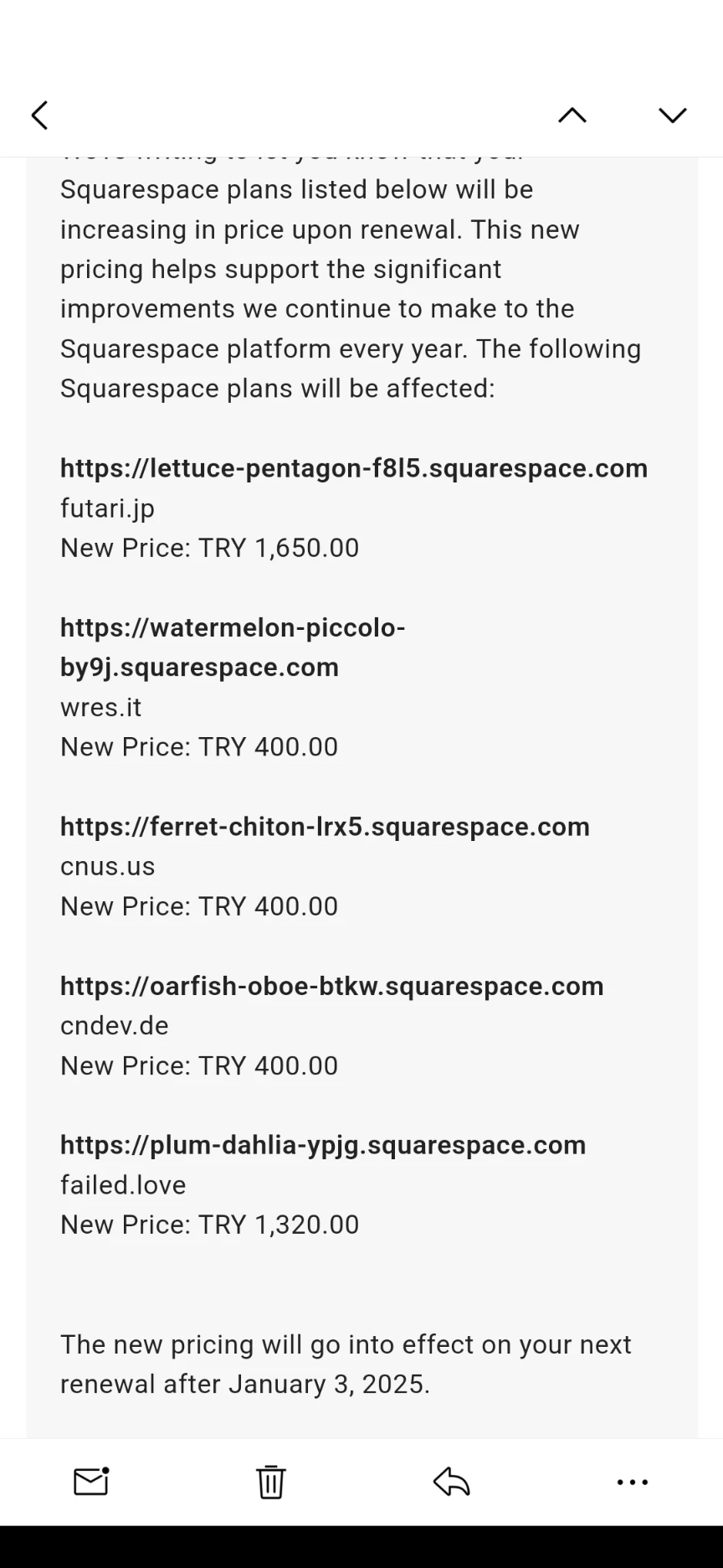 squarespace涨价了