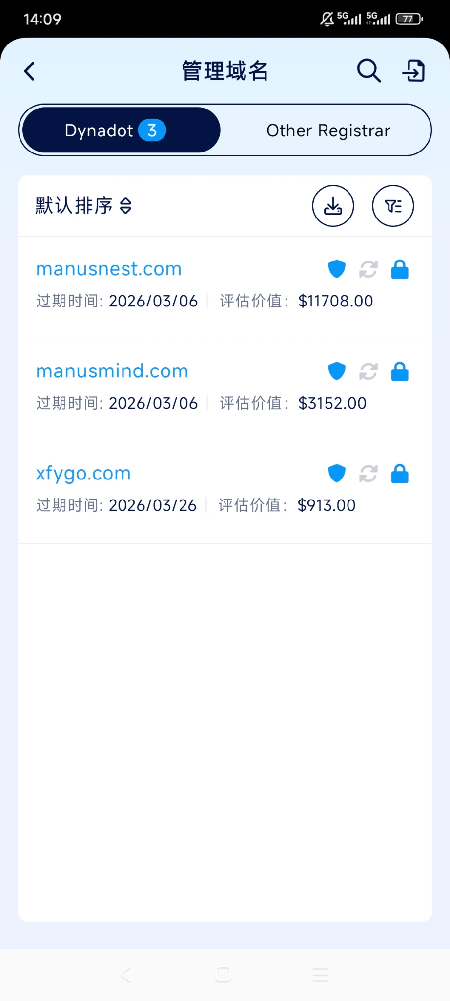 dynadot三个域名，谁喜欢，低价出了