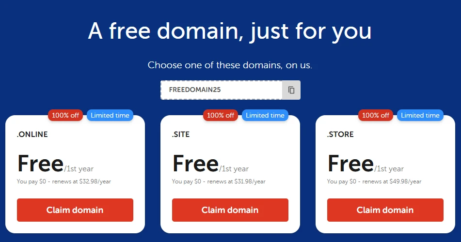 Namecheap免费一年online/site/store域名