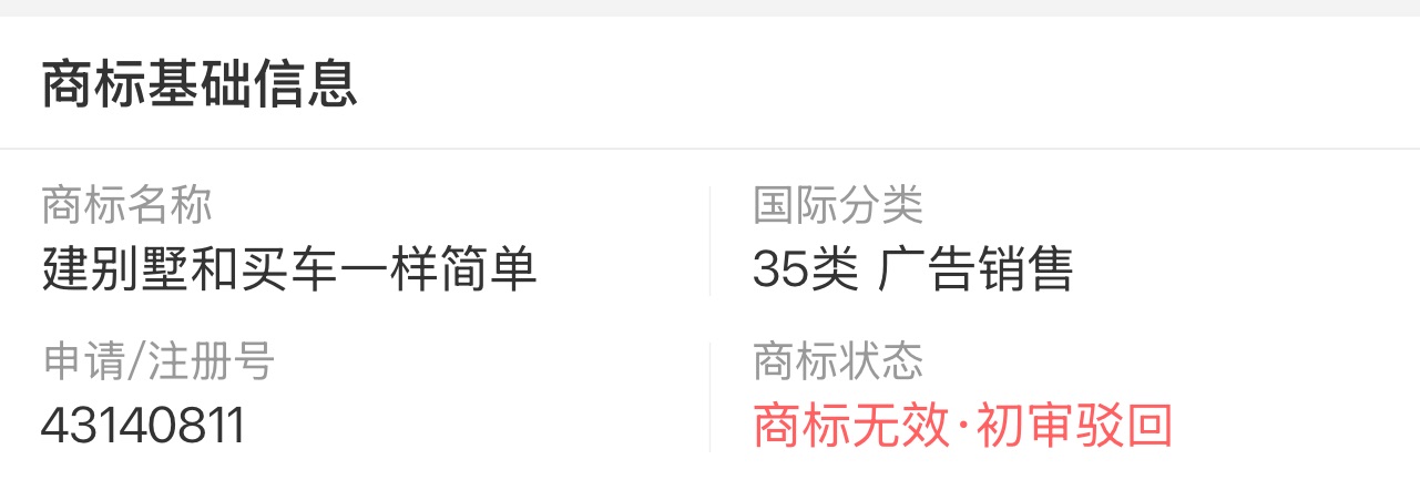 哈哈哈，商标局驳回了！