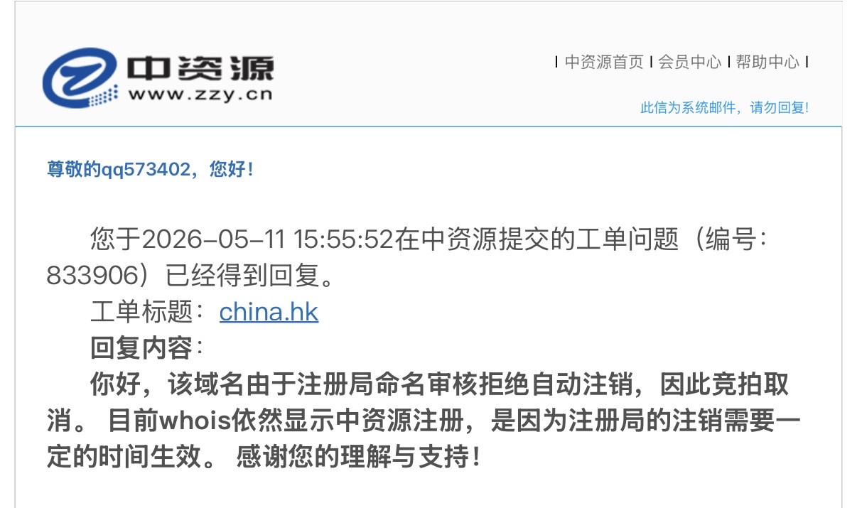 China.hk 即将删除保留