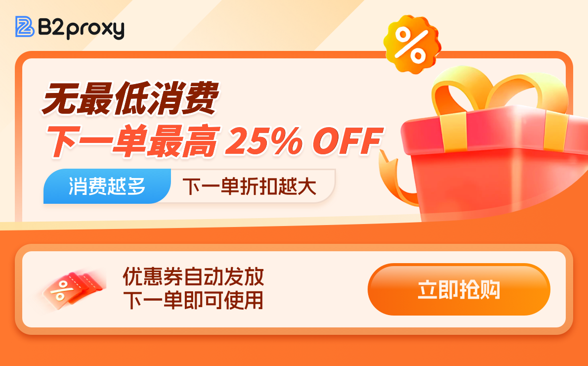 🔥 B2Proxy 超值大促|限时特惠3GB仅$2.99 |最高25%OFF